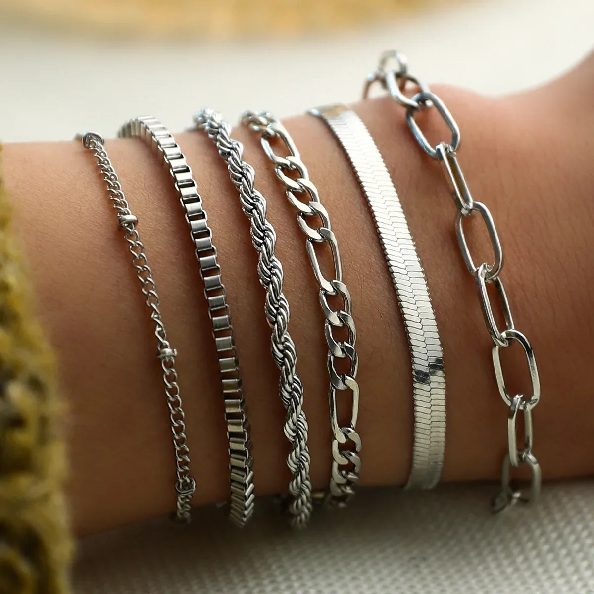 Gold Color Snake Chain Bracelet Set For Women Minimalist Twisted Rope Bangle Girl Fashion Party Jewelry Accessories