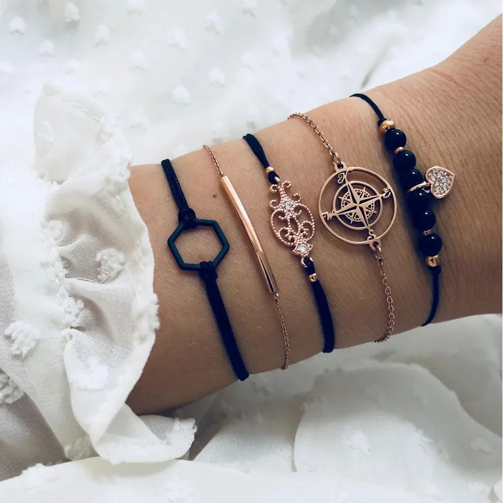 Gold Color Snake Chain Bracelet Set For Women Minimalist Twisted Rope Bangle Girl Fashion Party Jewelry Accessories
