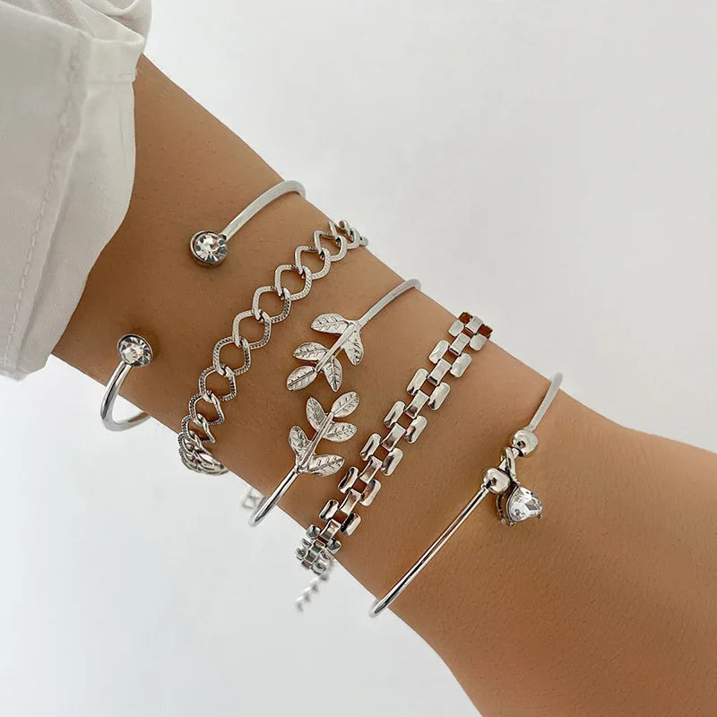 Gold Color Snake Chain Bracelet Set For Women Minimalist Twisted Rope Bangle Girl Fashion Party Jewelry Accessories