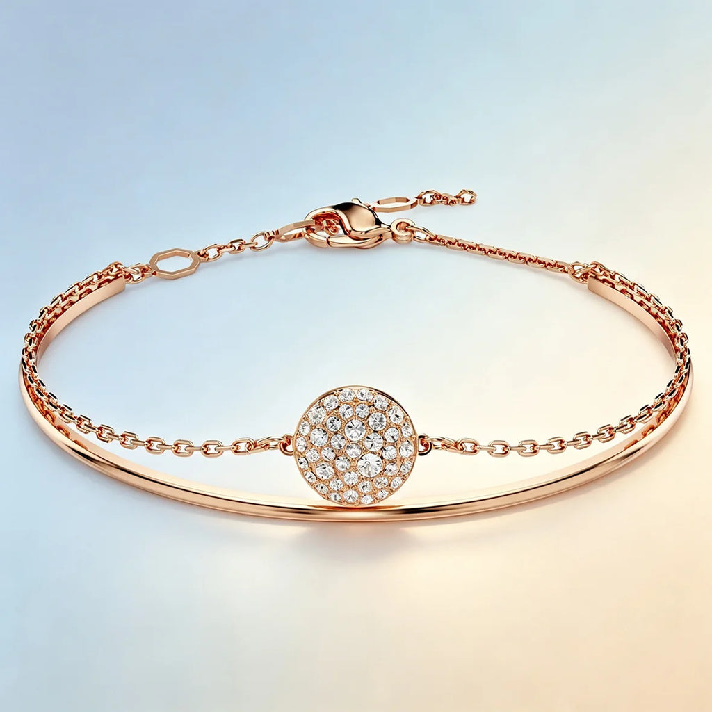 Trendy Dainty Flower Disc Moon Zircon Bracelet, Multi‑Color Adjustable Slider Stackable Wrist Bracelet Fashion Jewellery