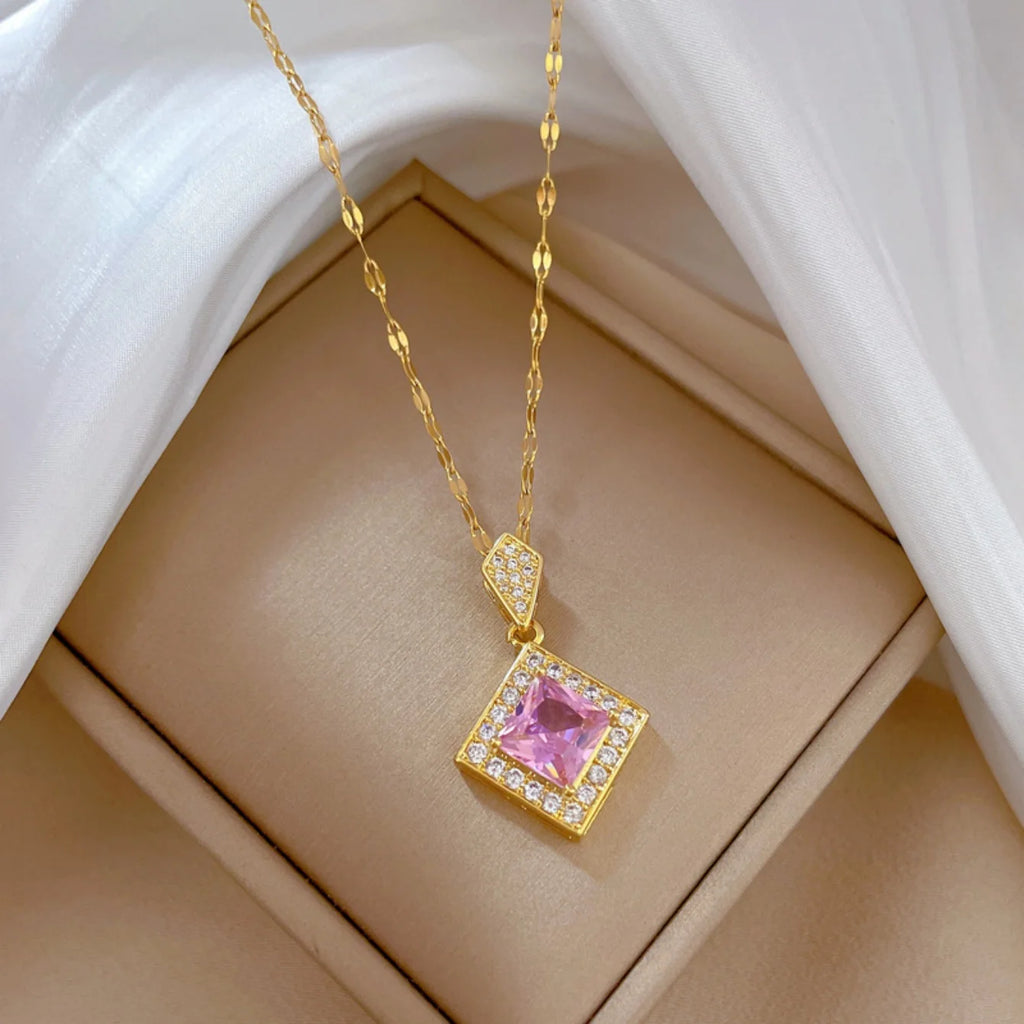 Exquisite Geometry Square Necklace Earrings Jewelry Set Charm Ladies Jewelry Fashion Bridal Accessory Set Romantic Gift