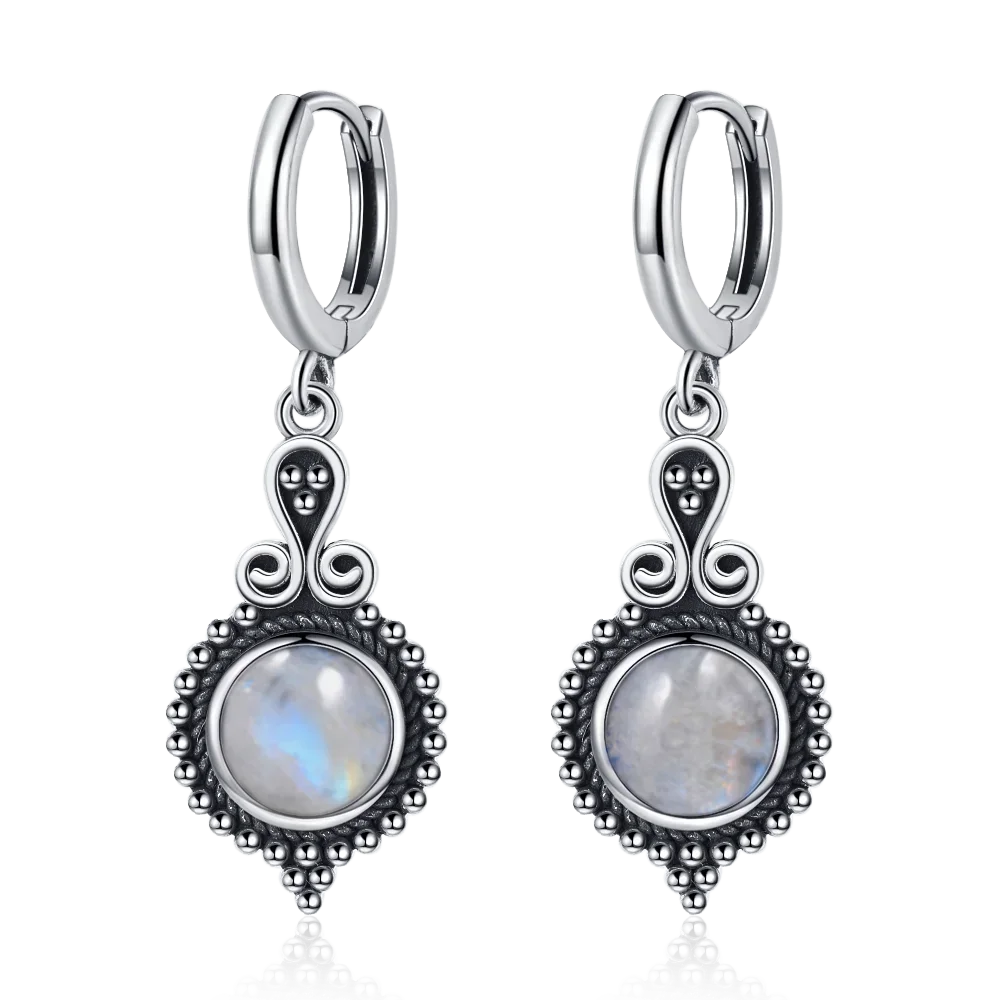 Vintage Blue Gemstone Dangle Earrings