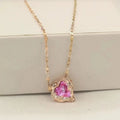Blue Gem Heart Necklace with Rhinestone Accents