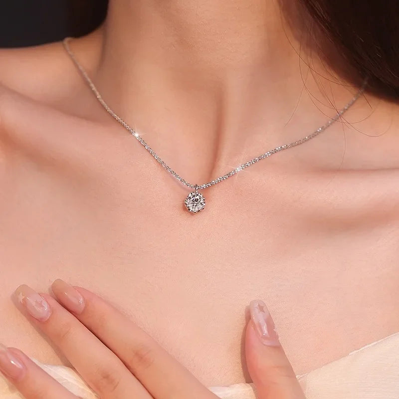 Dainty Round Halo Pendant Necklace