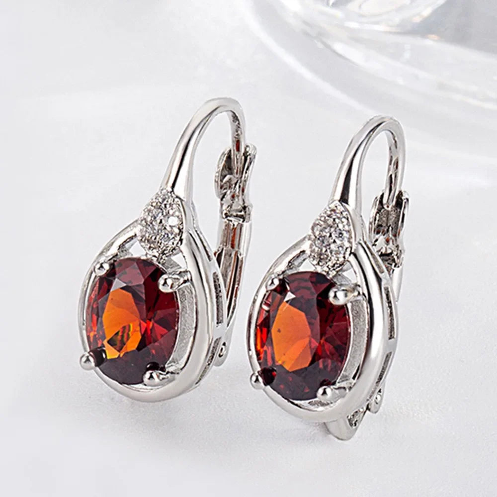 Exquisite 925 Sterling Silver Ruby Necklace Earrings Ring Set for Women Engagement Party Jewelry