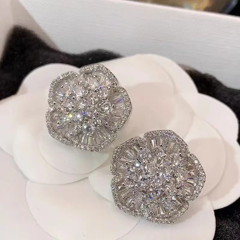 Fashion Luxury Geometric Dangle Drop Earrings for Women Wedding Party Jewelry Accessories Gorgeous Cubic Zirconia Bridal Brincos
