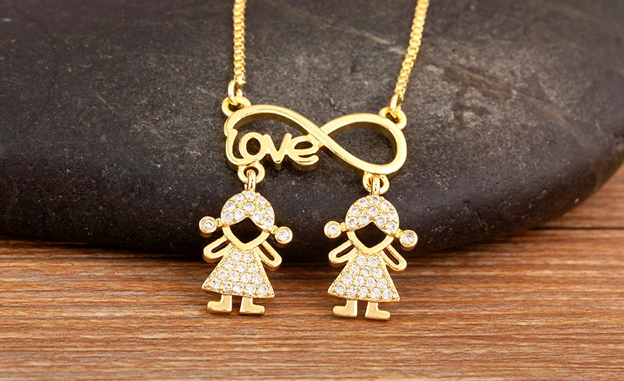 Nidin New Trendy  Love Letter Charm Zircon Pendant Necklaces For Women Fashion Versatile Fine Jewelry Mother's Day Gifts