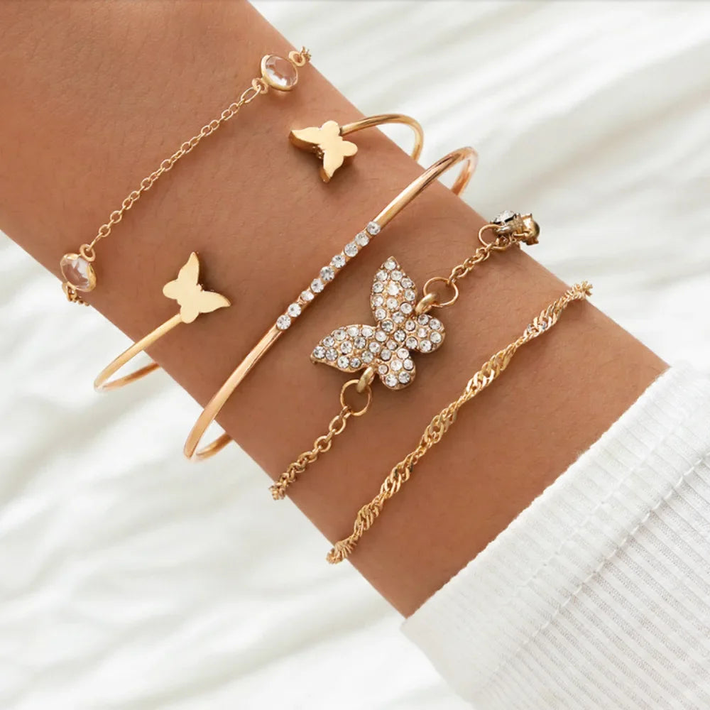 Gold Color Snake Chain Bracelet Set For Women Minimalist Twisted Rope Bangle Girl Fashion Party Jewelry Accessories