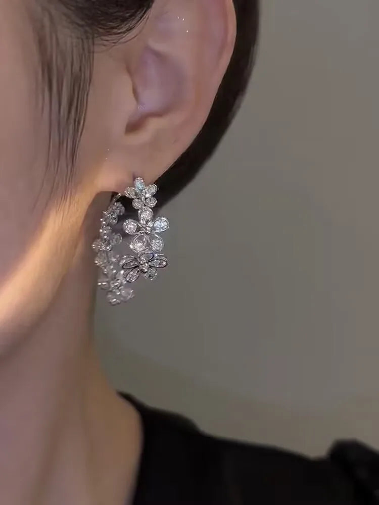 Fashion Luxury Geometric Dangle Drop Earrings for Women Wedding Party Jewelry Accessories Gorgeous Cubic Zirconia Bridal Brincos