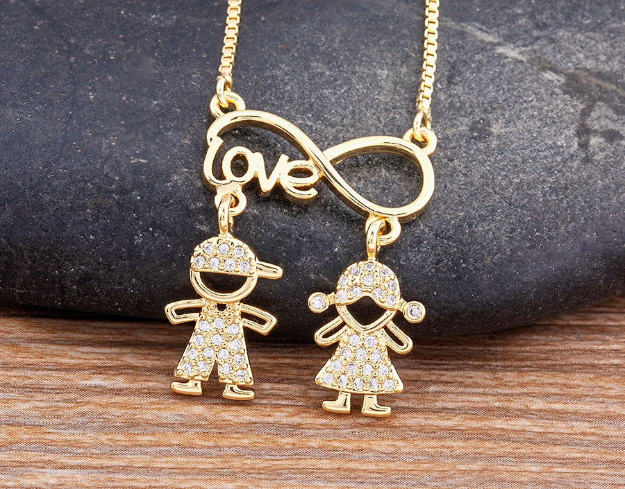 Nidin New Trendy  Love Letter Charm Zircon Pendant Necklaces For Women Fashion Versatile Fine Jewelry Mother's Day Gifts