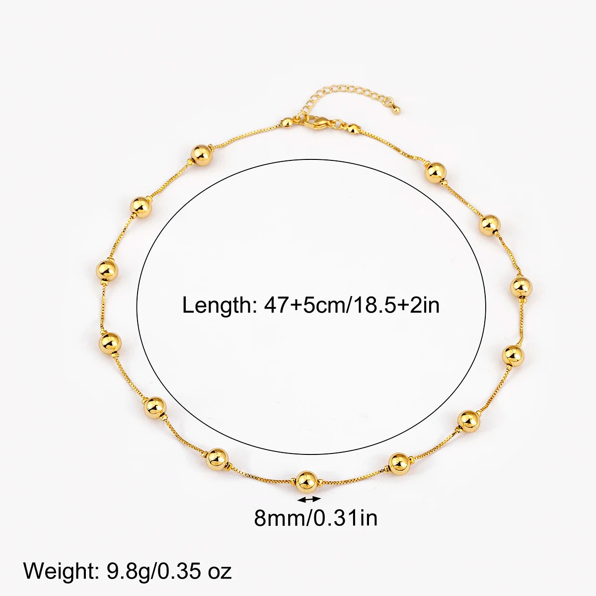 Nidin Simple Fashion Round Beads Necklace For Women Girls OL Style Copper Clavicle Chain Jewelry Accessories Birthday Party Gift