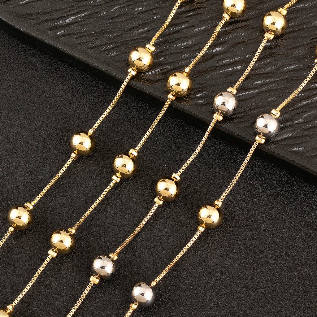 Nidin Simple Fashion Round Beads Necklace For Women Girls OL Style Copper Clavicle Chain Jewelry Accessories Birthday Party Gift