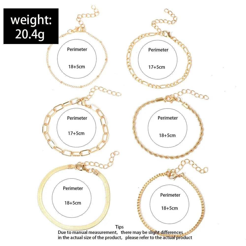 Gold Color Snake Chain Bracelet Set For Women Minimalist Twisted Rope Bangle Girl Fashion Party Jewelry Accessories