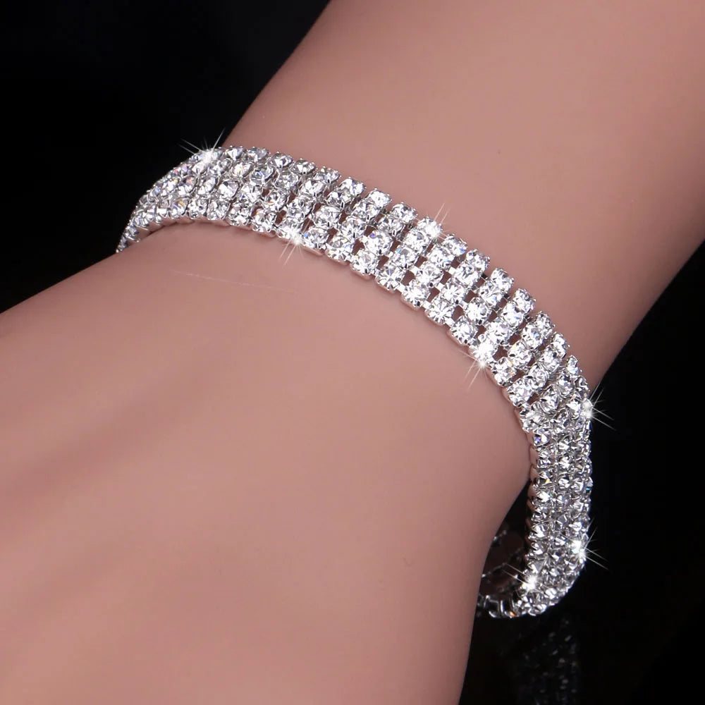 BLIJERY Fashion Crystal Bridal Bracelets For Women Silver Color Rhinestone Bracelets & Bangles Bridesmaid Wedding Jewelry Gifts