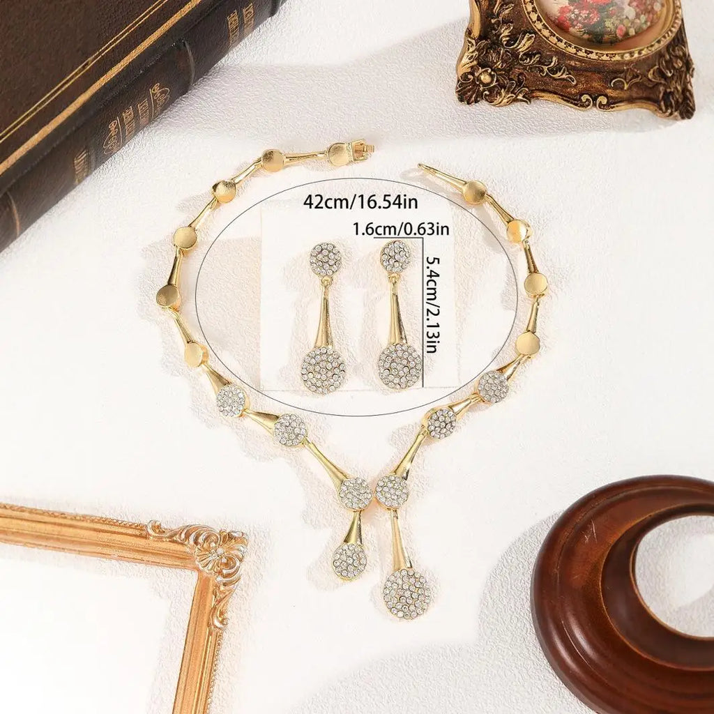 Necklace Earrings Exquisite Set Golden Quiet Elegant Bridal Banquet Jewelry Gifts For Women