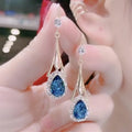 Minimalist Design Hollow Water Drop Earrings for Women Light Luxury Shiny Crystal Pendant Earrings Wedding Jewelry Gifts