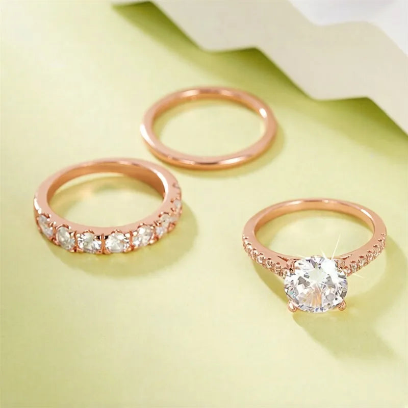Sparkling Solitaire Engagement Ring with Matching Band