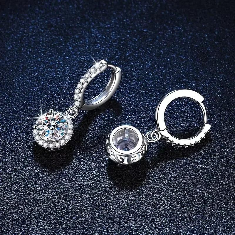 Sparkling Round Halo Dangle Earrings