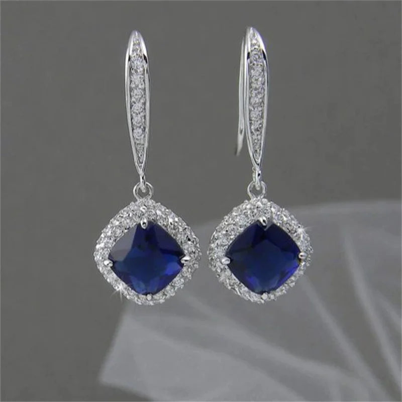 Exquisite Fashion Silver Color Inlaid White Zircon Dangle Earring for Women Trendy Party Engagement Wedding Jewelry