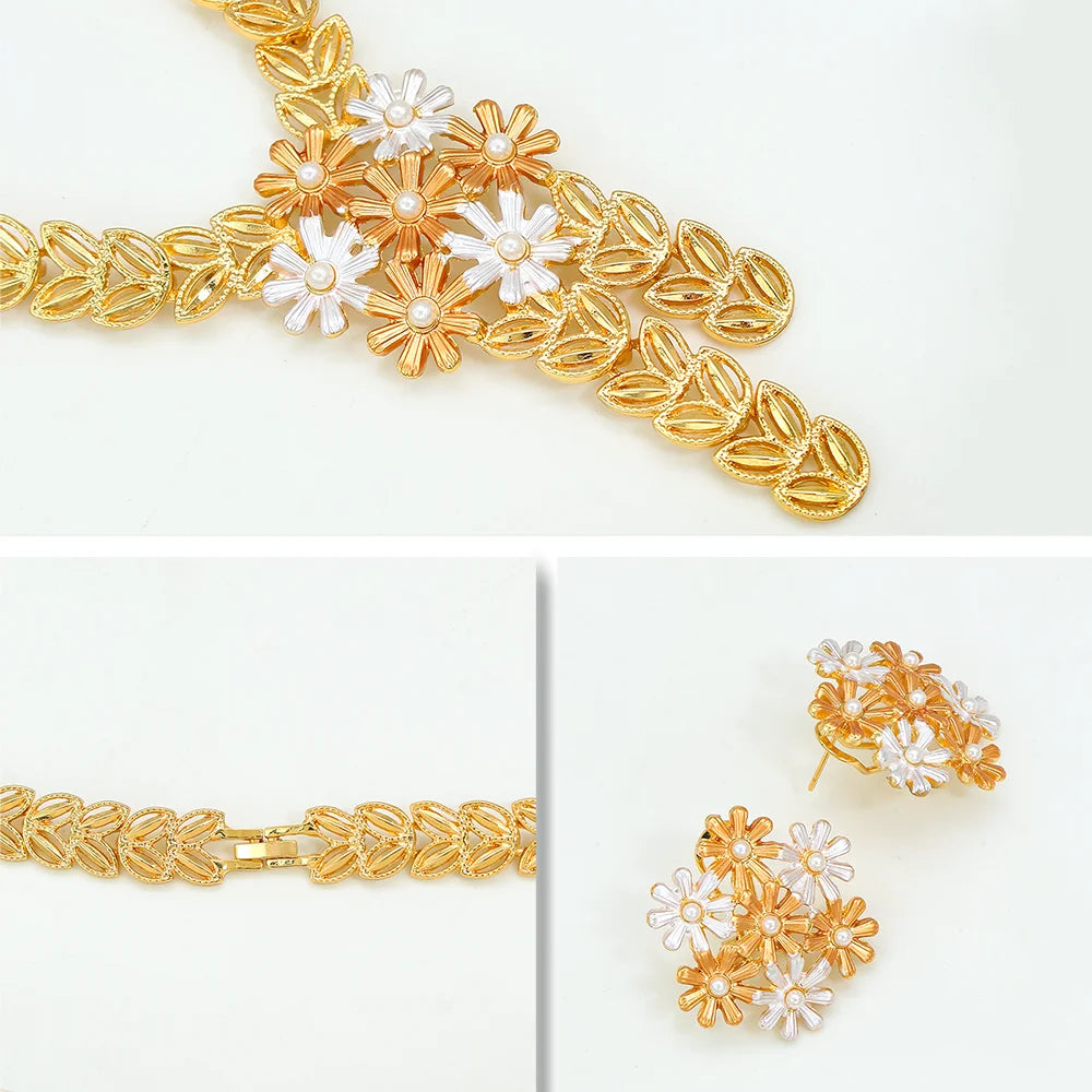 GZJPEI 2026 New African Floral Jewelry Set For Women Colorful Flower Design Fashion Luxury Bridal Wedding Party Jewelry Gift