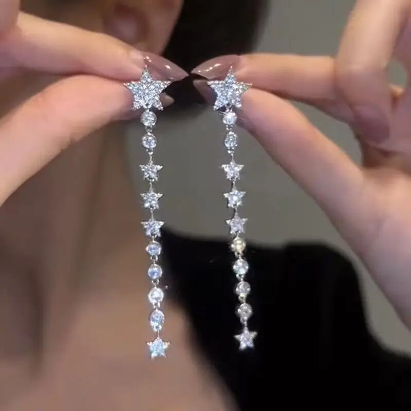 Fashion Luxury Geometric Dangle Drop Earrings for Women Wedding Party Jewelry Accessories Gorgeous Cubic Zirconia Bridal Brincos