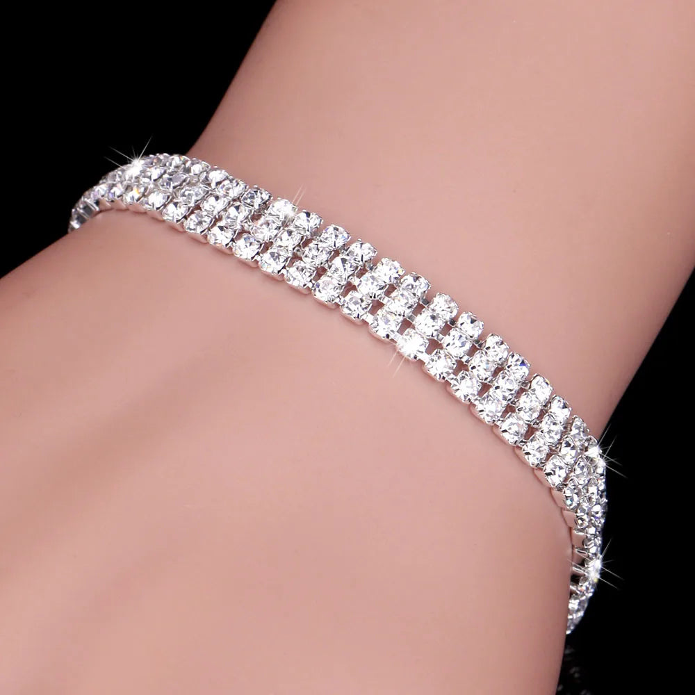 BLIJERY Fashion Crystal Bridal Bracelets For Women Silver Color Rhinestone Bracelets & Bangles Bridesmaid Wedding Jewelry Gifts