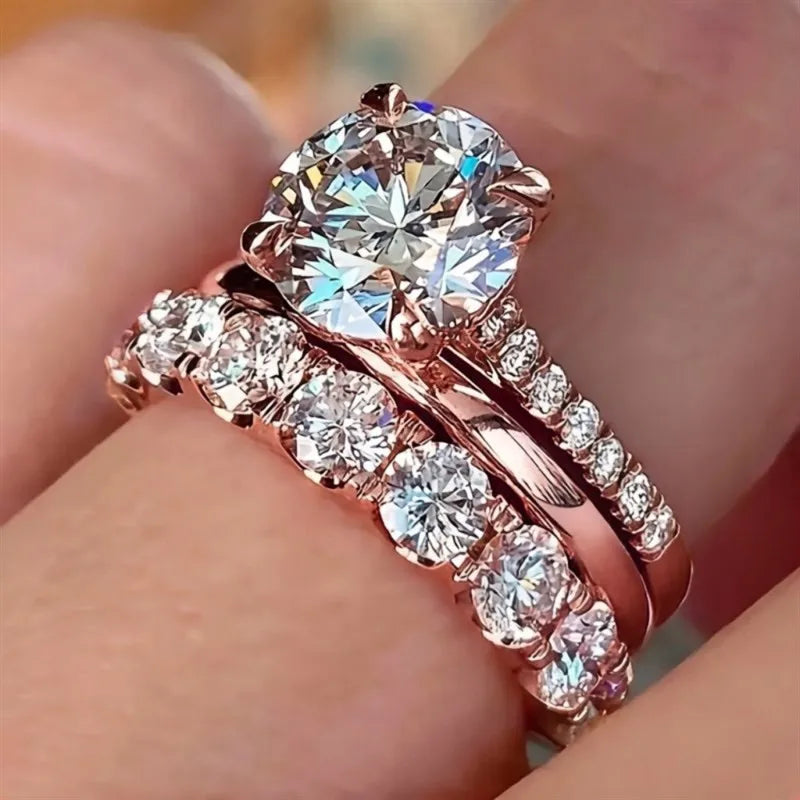 Sparkling Solitaire Engagement Ring with Matching Band