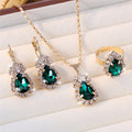 Luxury Female Women Blue Water Drop Wedding Jewelry Set
