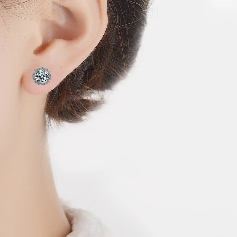 Classic Round Halo Crystal Studs