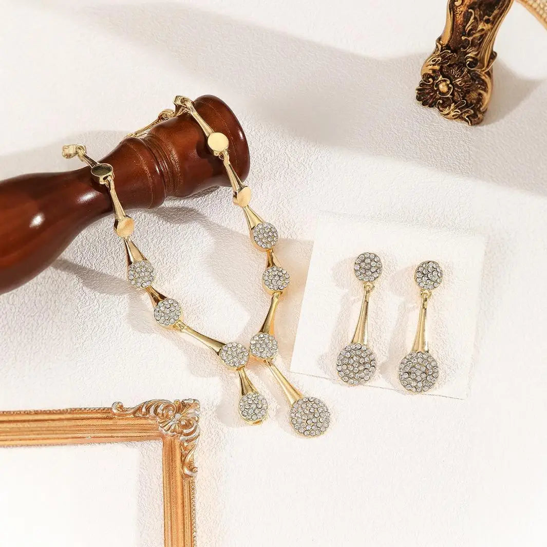 Necklace Earrings Exquisite Set Golden Quiet Elegant Bridal Banquet Jewelry Gifts For Women