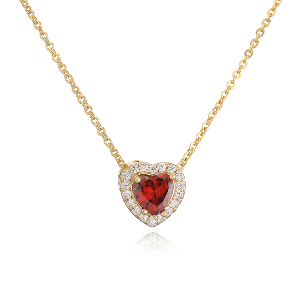 HECHENG Luxury Colored Crystal Heart Pendant Ocean Heart Necklace Brass Golden Plated Material Women's Wedding Necklace