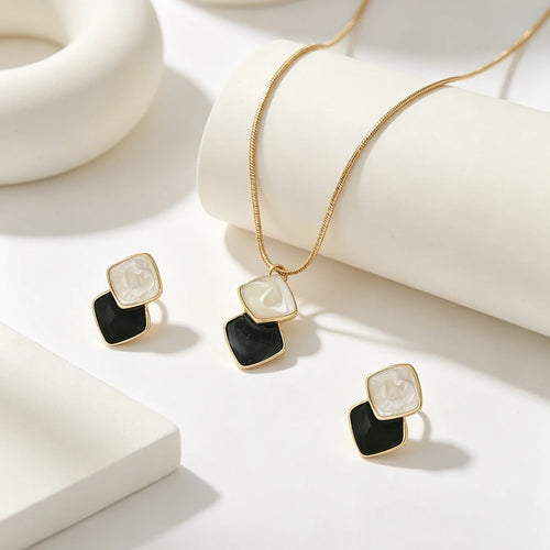 3 exquisite, elegant and simple diamond shaped women's earrings necklace, women's jewelry set, suitable for gifting as a gift