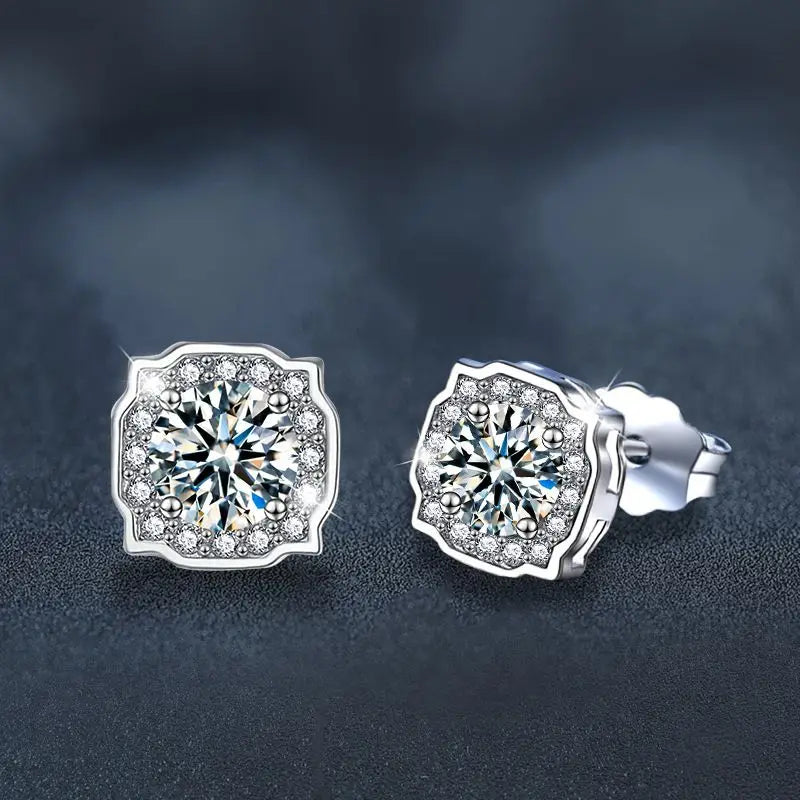 Elegant Moissanite Square Drop Earrings