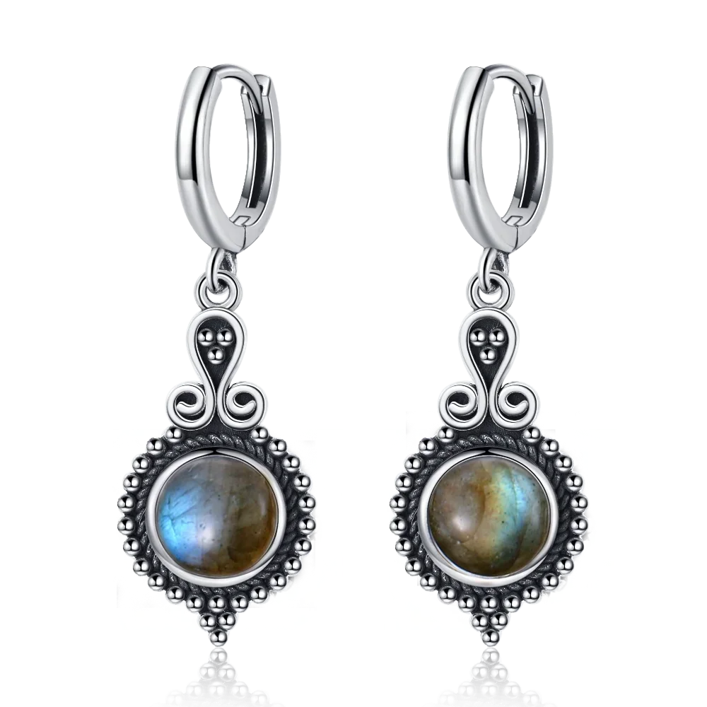 Vintage Blue Gemstone Dangle Earrings
