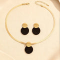Modern Noir Disc Necklace and Earrings