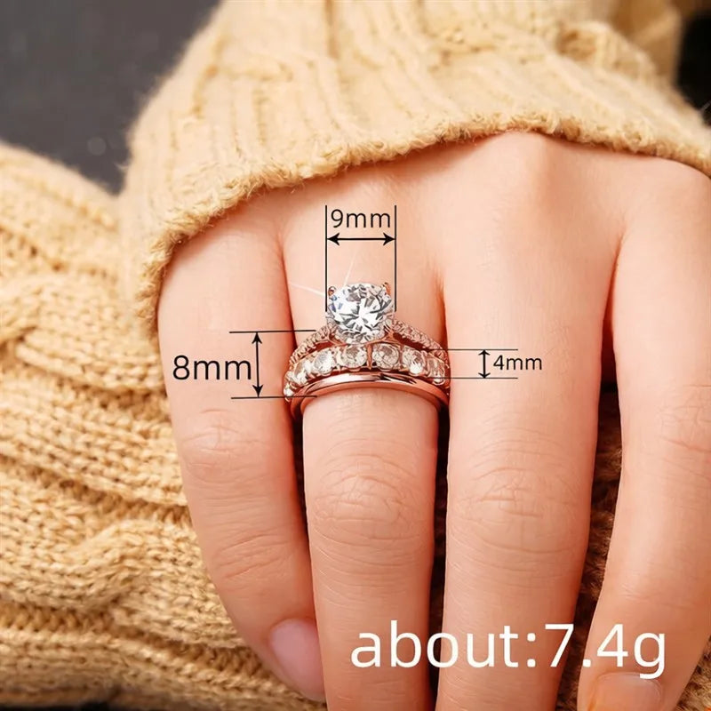 Sparkling Solitaire Engagement Ring with Matching Band