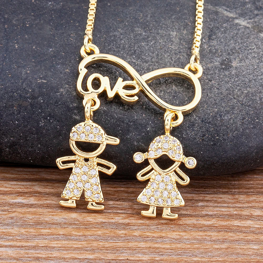 Nidin New Trendy  Love Letter Charm Zircon Pendant Necklaces For Women Fashion Versatile Fine Jewelry Mother's Day Gifts