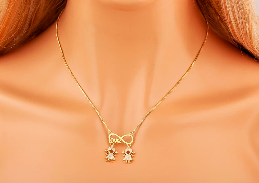 Nidin New Trendy  Love Letter Charm Zircon Pendant Necklaces For Women Fashion Versatile Fine Jewelry Mother's Day Gifts
