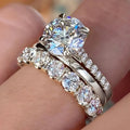 Sparkling Solitaire Engagement Ring with Matching Band