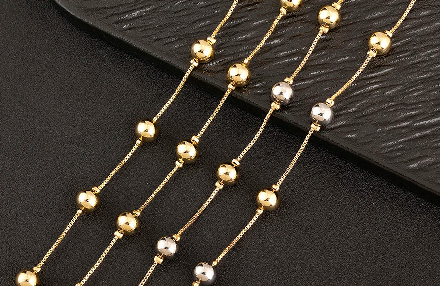 Nidin Simple Fashion Round Beads Necklace For Women Girls OL Style Copper Clavicle Chain Jewelry Accessories Birthday Party Gift