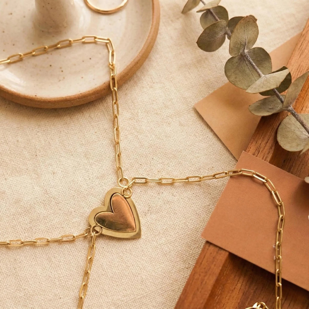 18k gold-plated heart bracelet,Two heart One bond,suitable mother and daughter,lovers,sisters love bracelet,commemorative gifts
