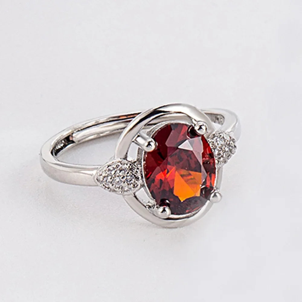 Exquisite 925 Sterling Silver Ruby Necklace Earrings Ring Set for Women Engagement Party Jewelry