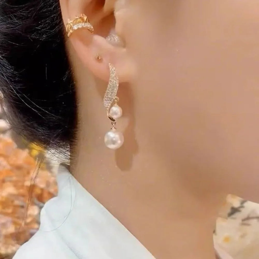 Luminous Double-Pearl Earrings
