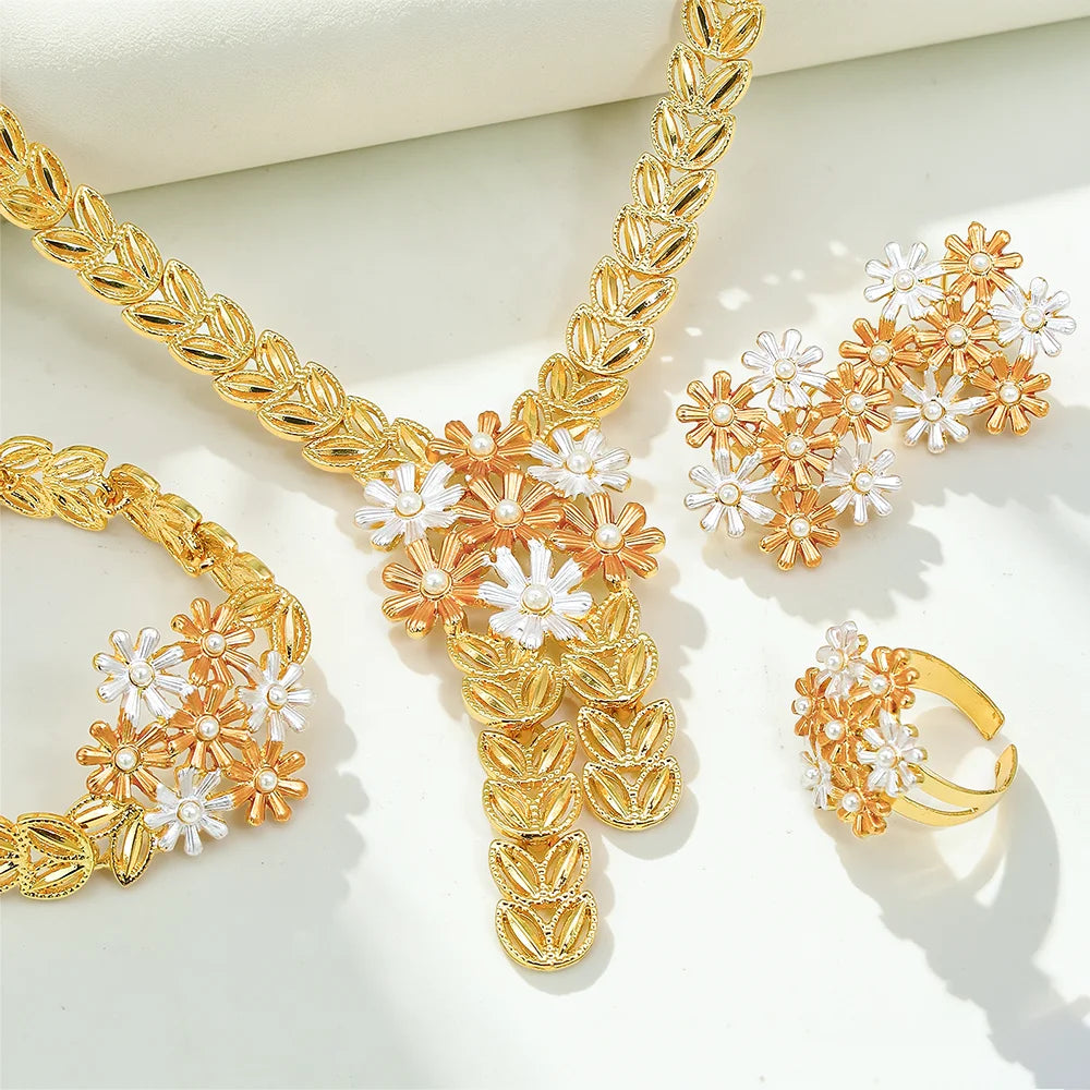 GZJPEI 2026 New African Floral Jewelry Set For Women Colorful Flower Design Fashion Luxury Bridal Wedding Party Jewelry Gift