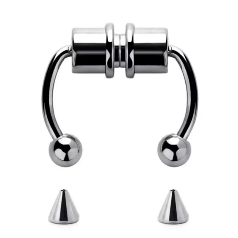 Magnetic fake nose ring, no-pierce nose clip, stainless steel fake piercing hoop, unisex jewelry gift