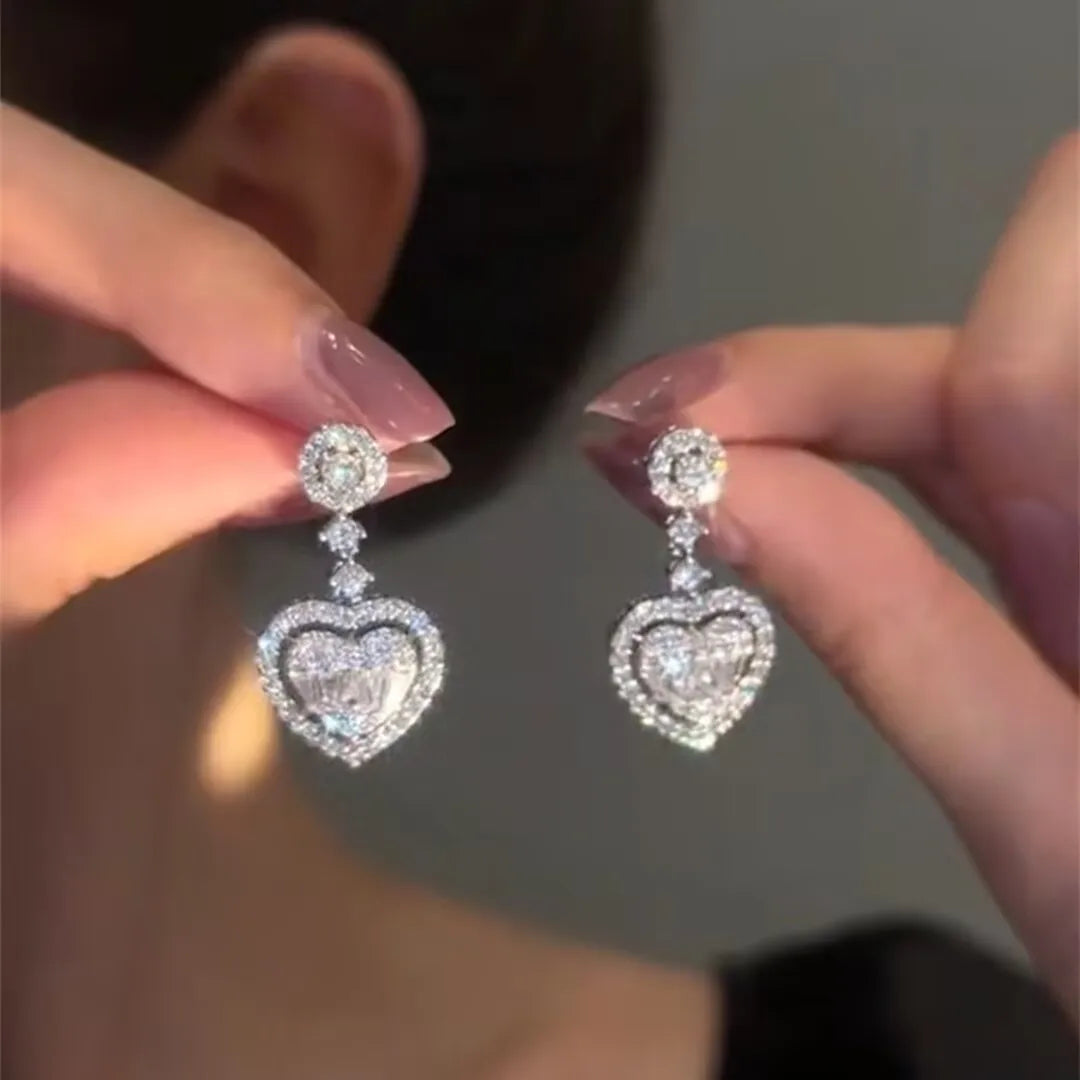 Fashion Luxury Geometric Dangle Drop Earrings for Women Wedding Party Jewelry Accessories Gorgeous Cubic Zirconia Bridal Brincos