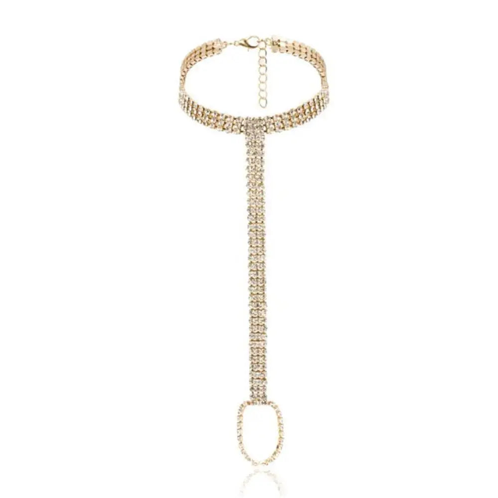 Boho Foot Jewelry For Women Crystal Anklet Bracelet Rhinestone Ankle Foot Chain Toe Ring Barefoot Sandal Beach Accessories Femme