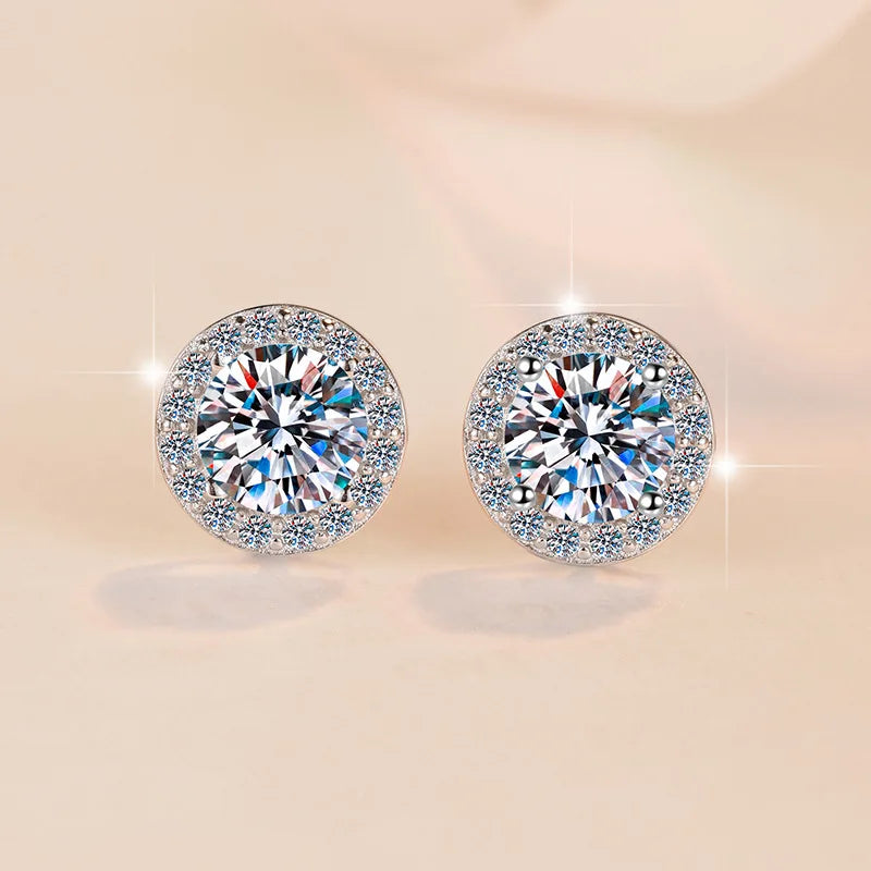 Classic Round Halo Crystal Studs