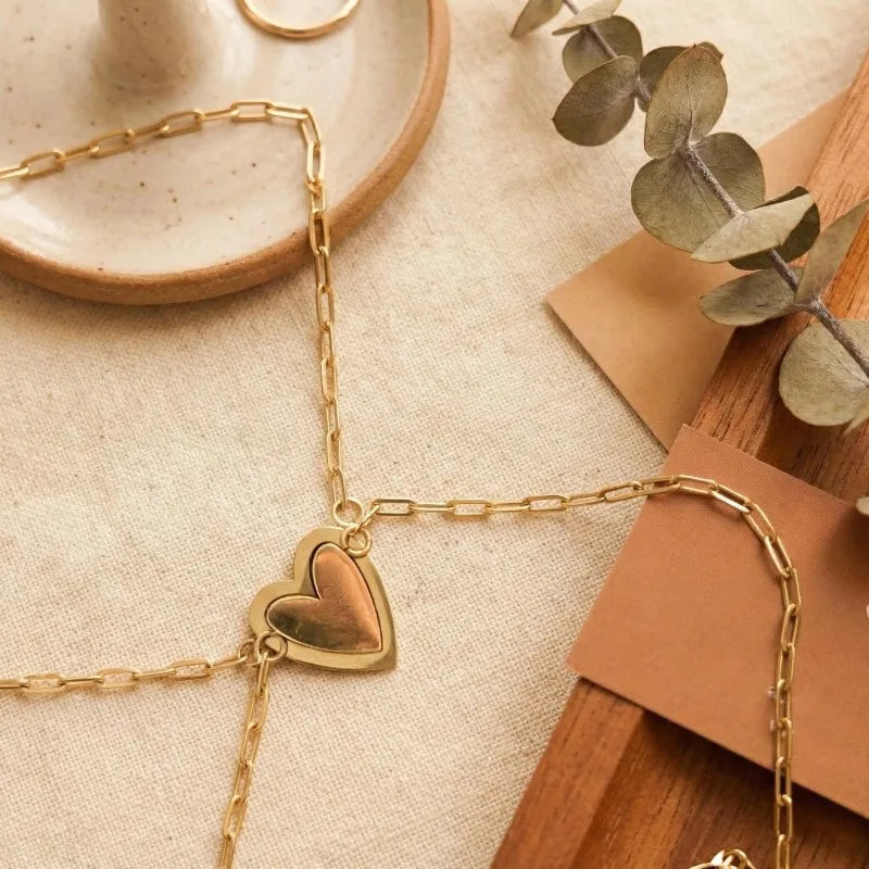 18k gold-plated heart bracelet,Two heart One bond,suitable mother and daughter,lovers,sisters love bracelet,commemorative gifts