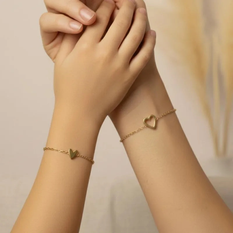 18k gold-plated heart bracelet,Two heart One bond,suitable mother and daughter,lovers,sisters love bracelet,commemorative gifts